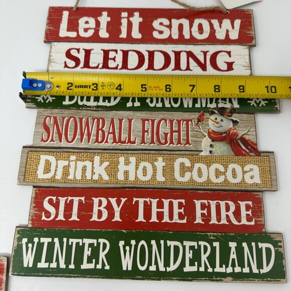 Rustic Christmas House Let It Snow Wooden Hanging Sign Winter Wonderland Decor - Picture 5 of 8